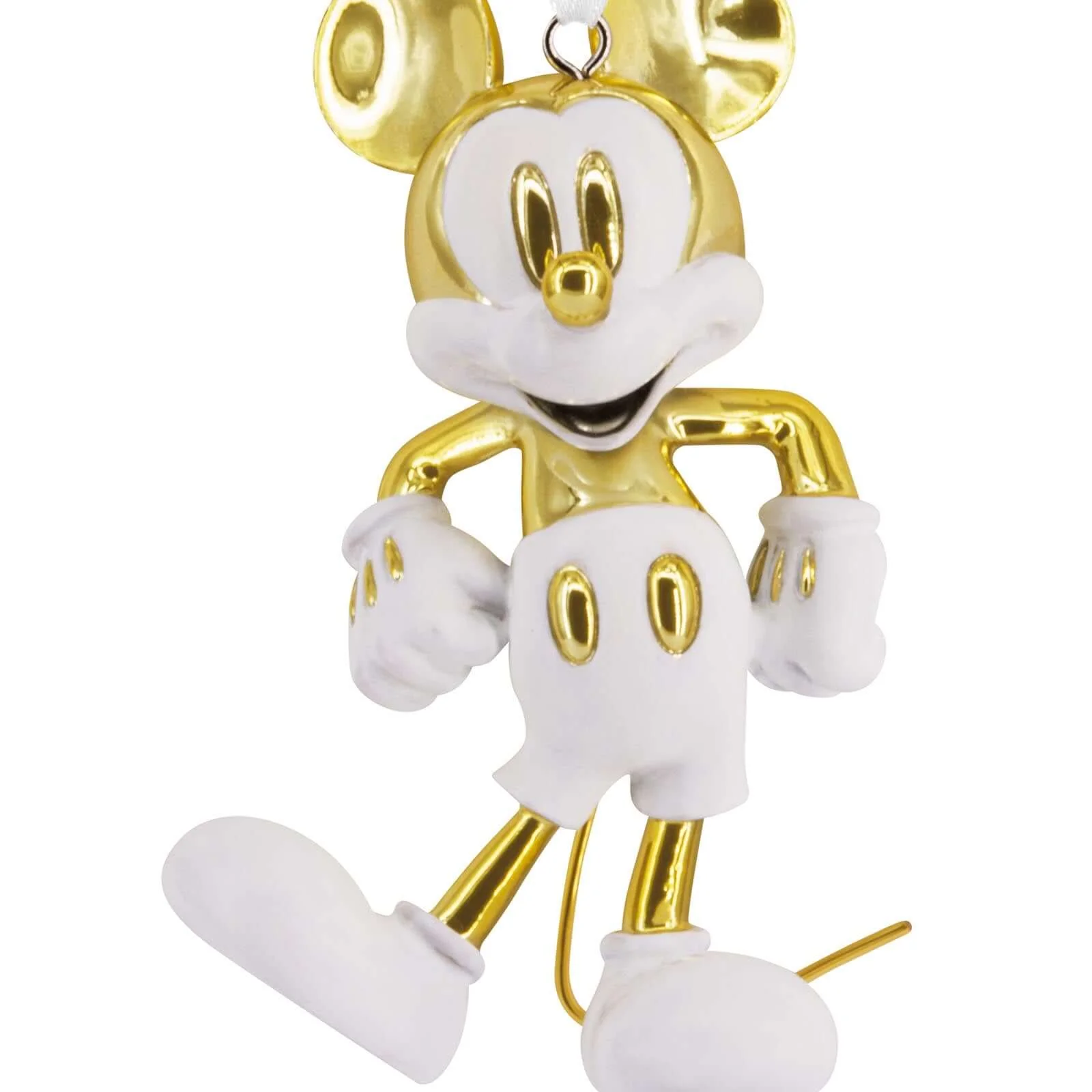 Disney Mickey Mouse White and Gold, Ceramic - Hallmark Christmas Ornament - Image 4