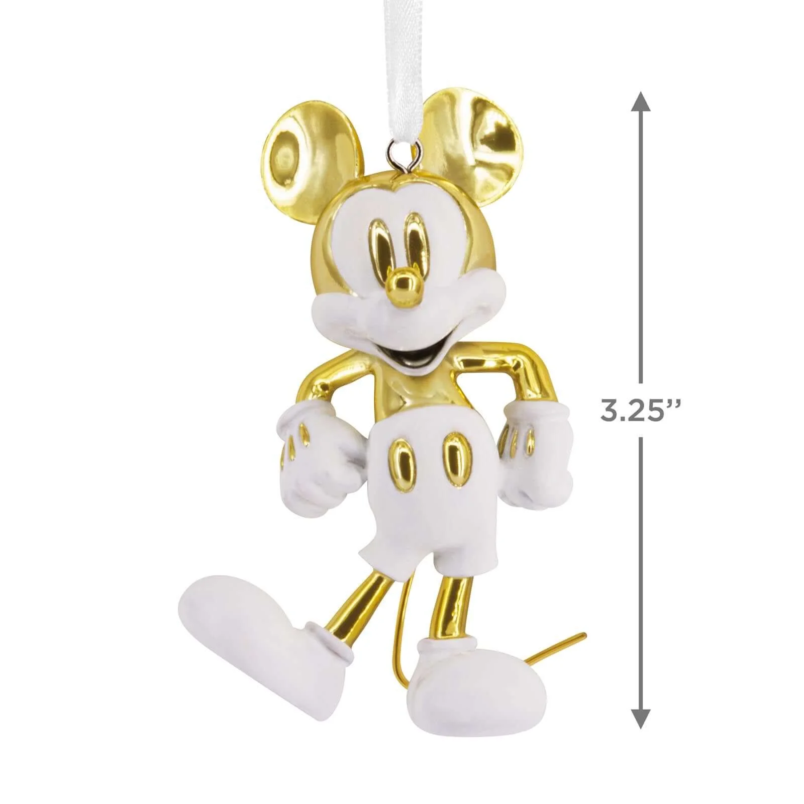 Disney Mickey Mouse White and Gold, Ceramic - Hallmark Christmas Ornament - Image 6
