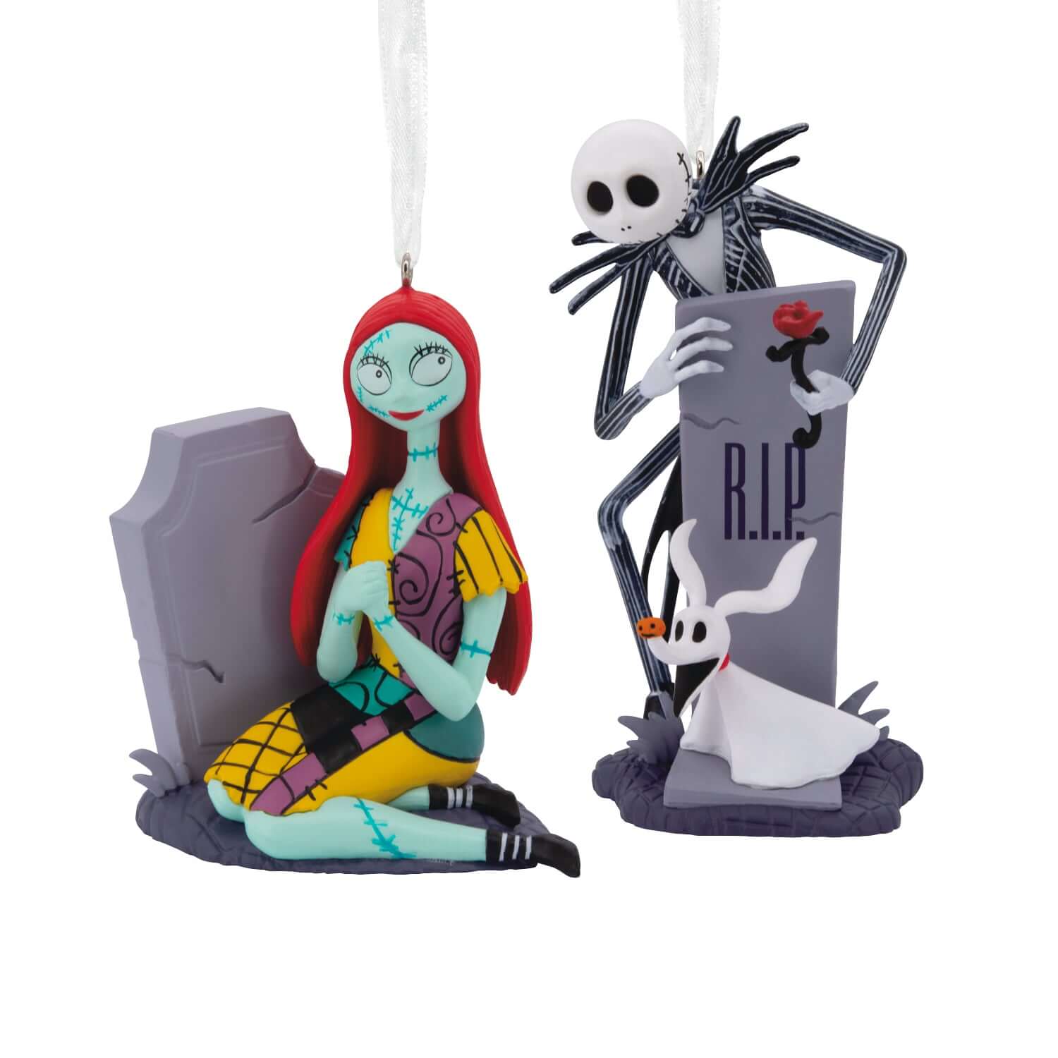Disney Tim Burton's The Nightmare Before Christmas Jack and Sally With Tombstones, Set of 2 - Hallmark Christmas Ornament - Image 3