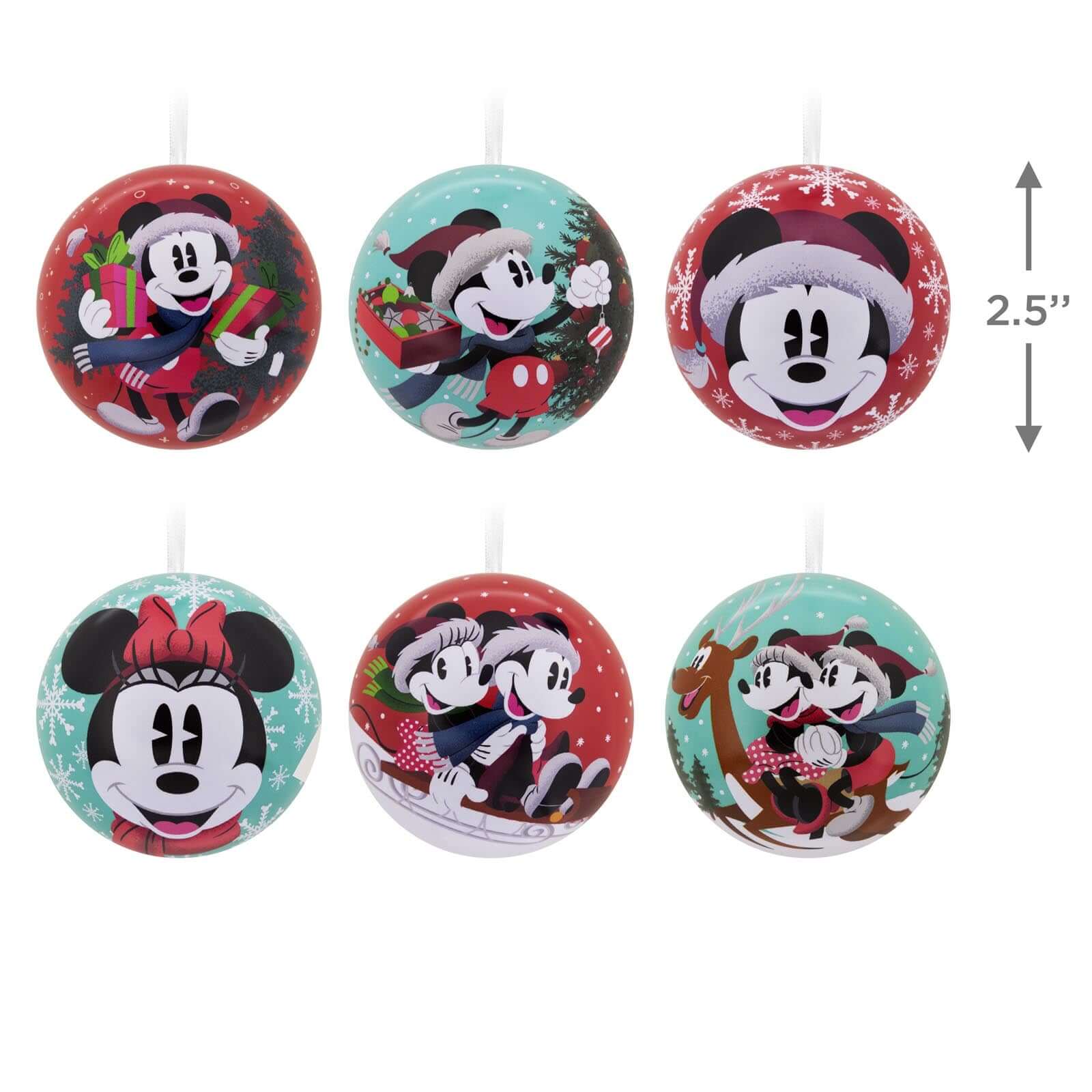 Disney Mickey Mouse and Disney Minnie Mouse, Tin Ball, Set of 12 - Hallmark Christmas Ornament - Image 4