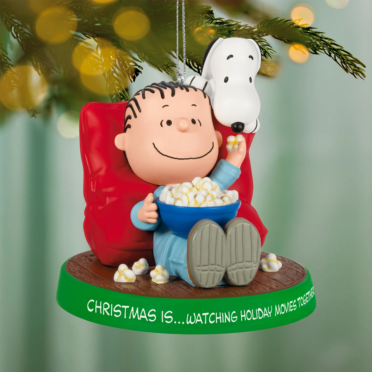 The Peanuts® Gang Christmas Is...Watching Holiday Movies Together, 3rd in the Series — 2026 Hallmark Keepsake Christmas Ornament - Image 2