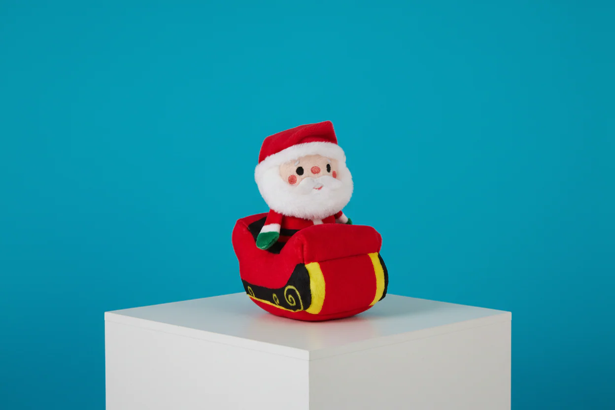 Santa in Sleigh Zip-Along Plush Toy