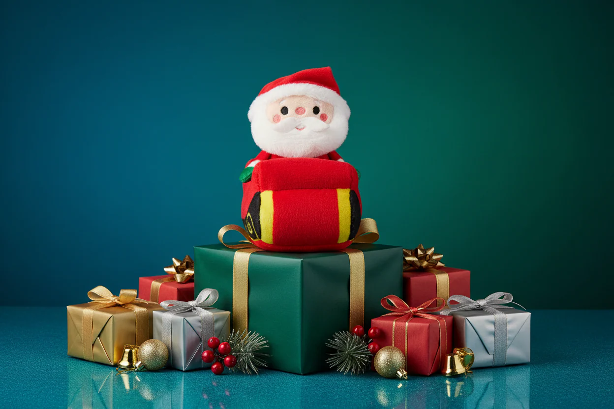 Santa in Sleigh Zip-Along Plush Toy - Image 2