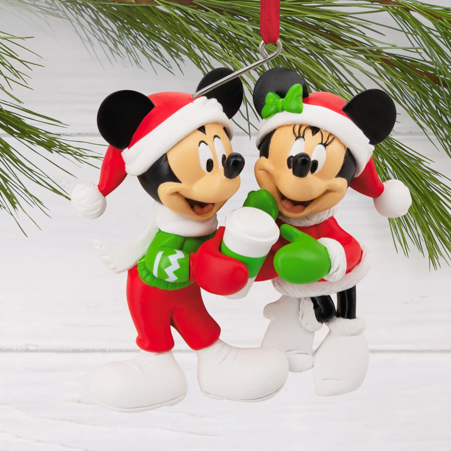Hallmark Christmas Ornament - Disney Mickey Mouse and Minnie Mouse Sharing Cocoa - Image 3
