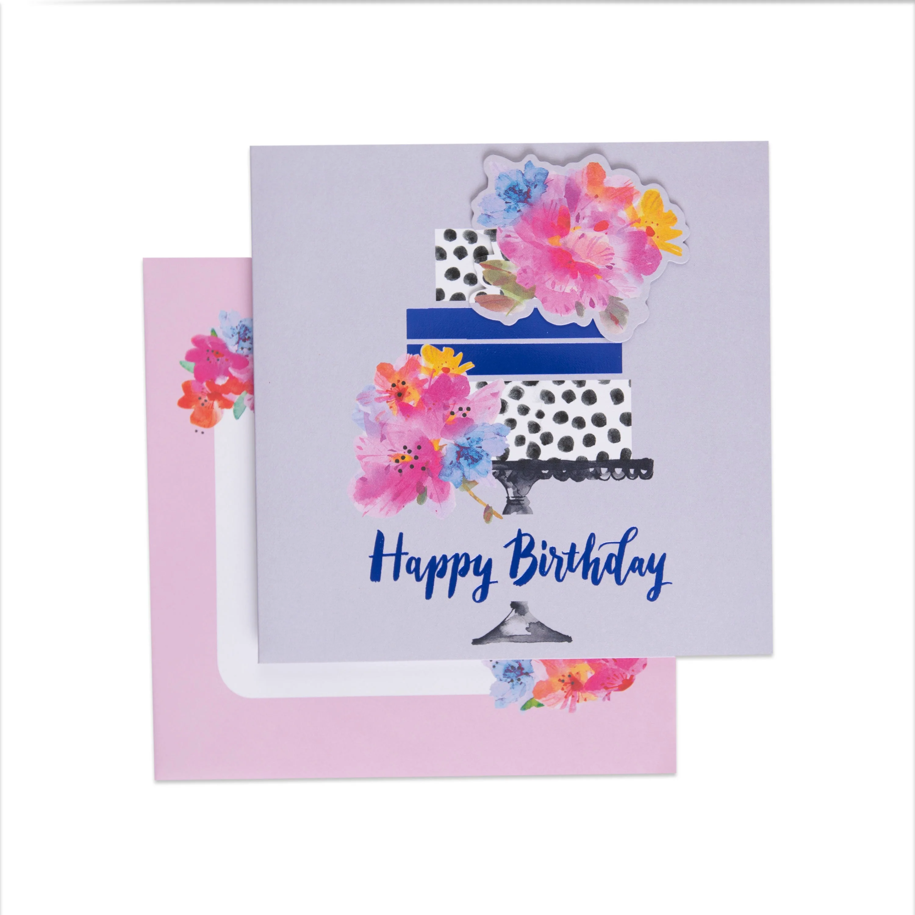 Stylish Cake Floral Birthday Card - Image 3