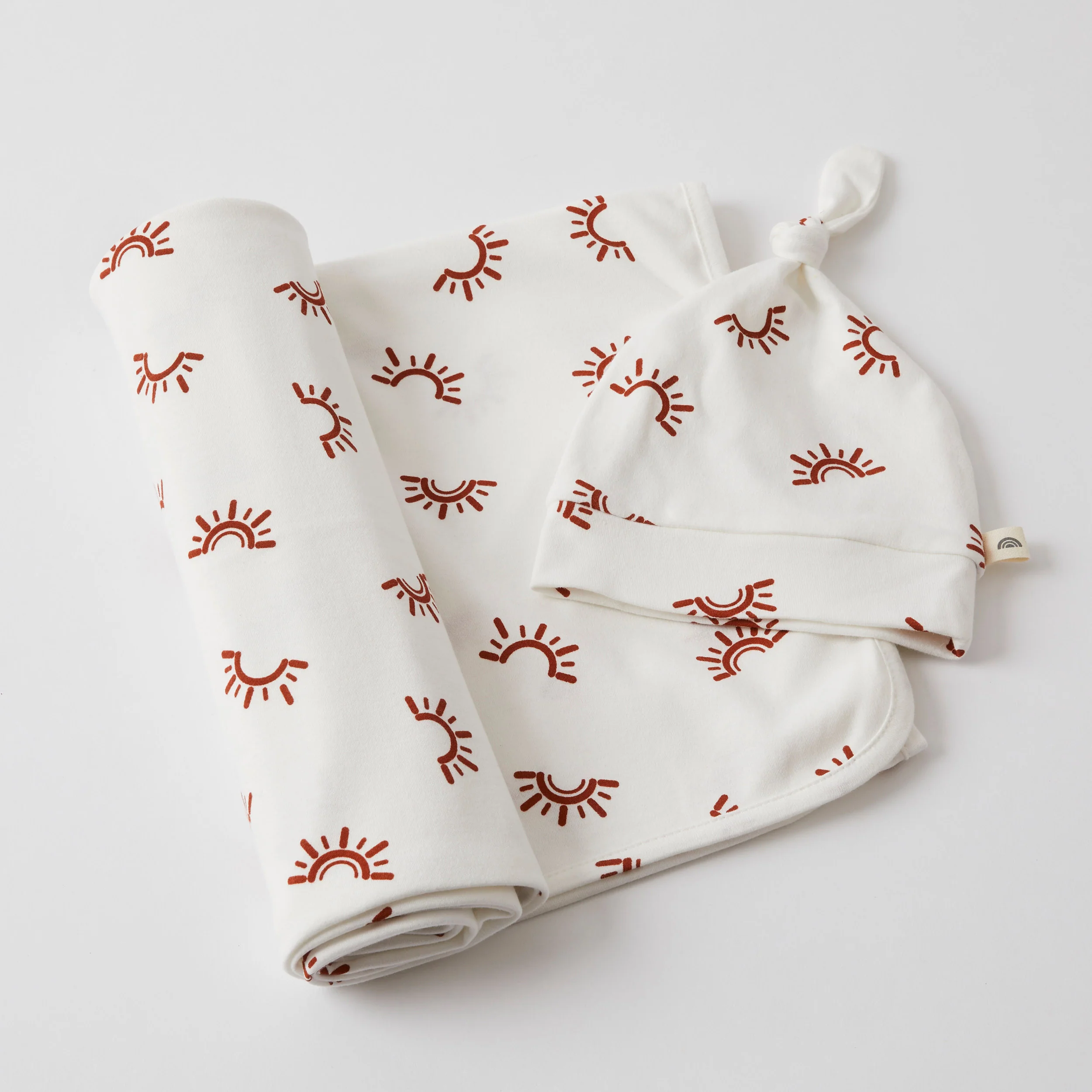 Sunset Jersey Baby Wrap & Knotted Beanie Set - Image 2