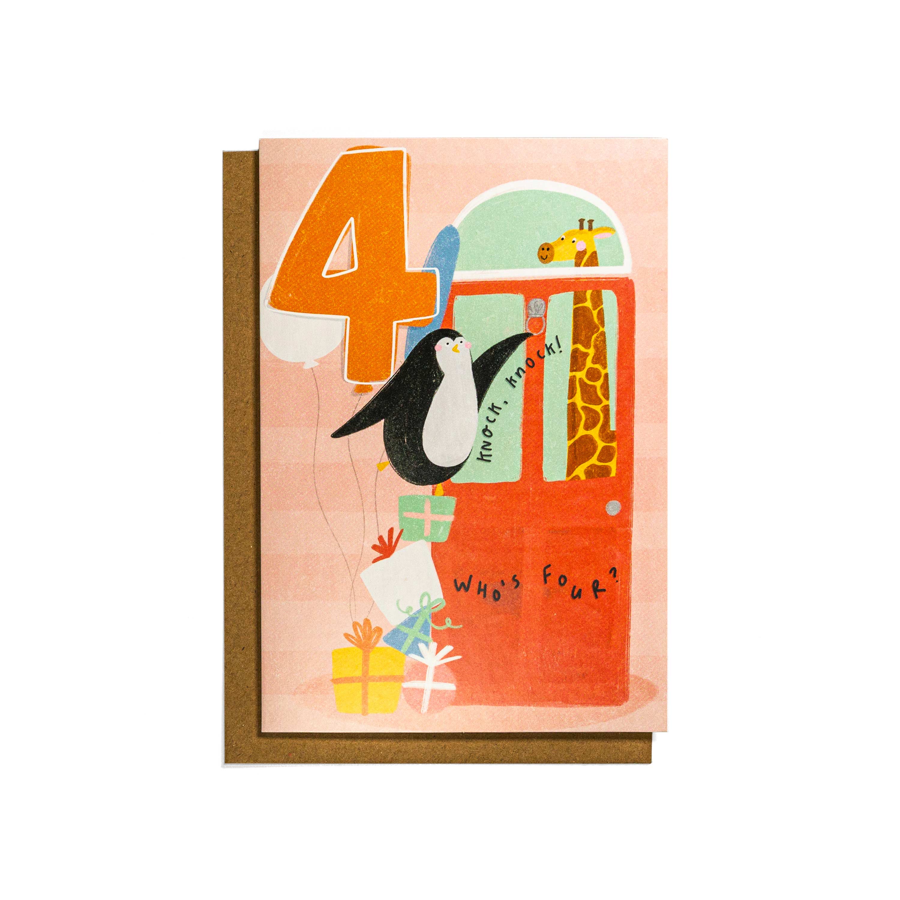 Sweet Illustrated Animals 4th Birthday Card - Image 3
