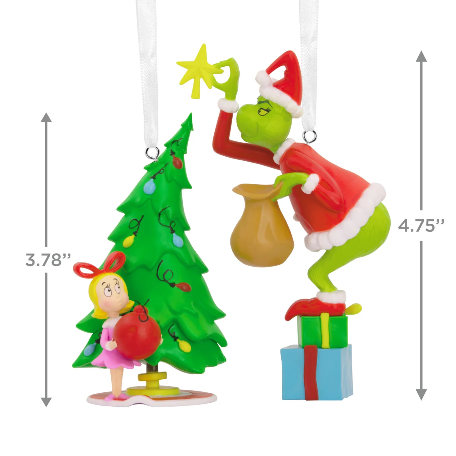 Hallmark Christmas Ornaments - Dr. Seuss's How the Grinch Stole Christmas! Grinch and Cindy-Lou Who, Set of 2 - Image 5