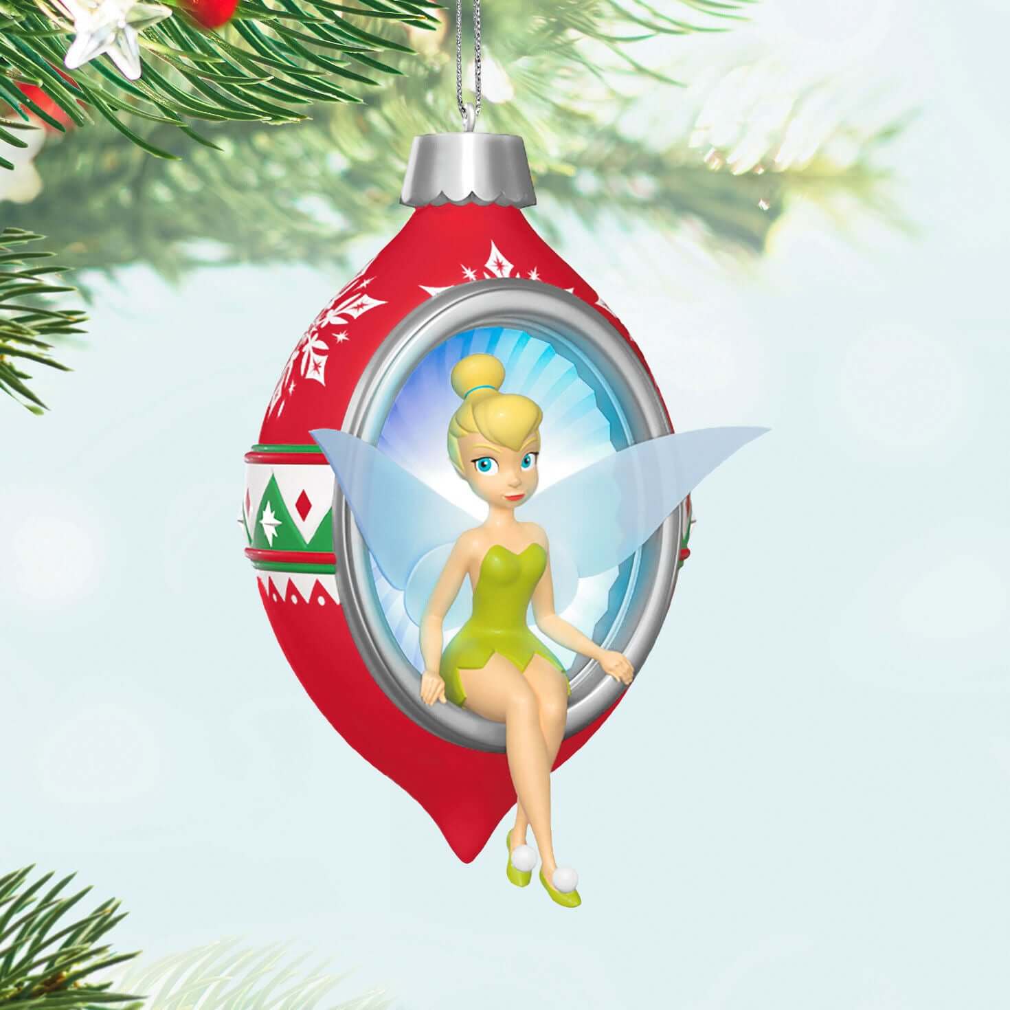 Disney Tinker Bell Trimming the Tree With Tink & Light — 2025 Hallmark Keepsake Christmas Ornament - Image 2