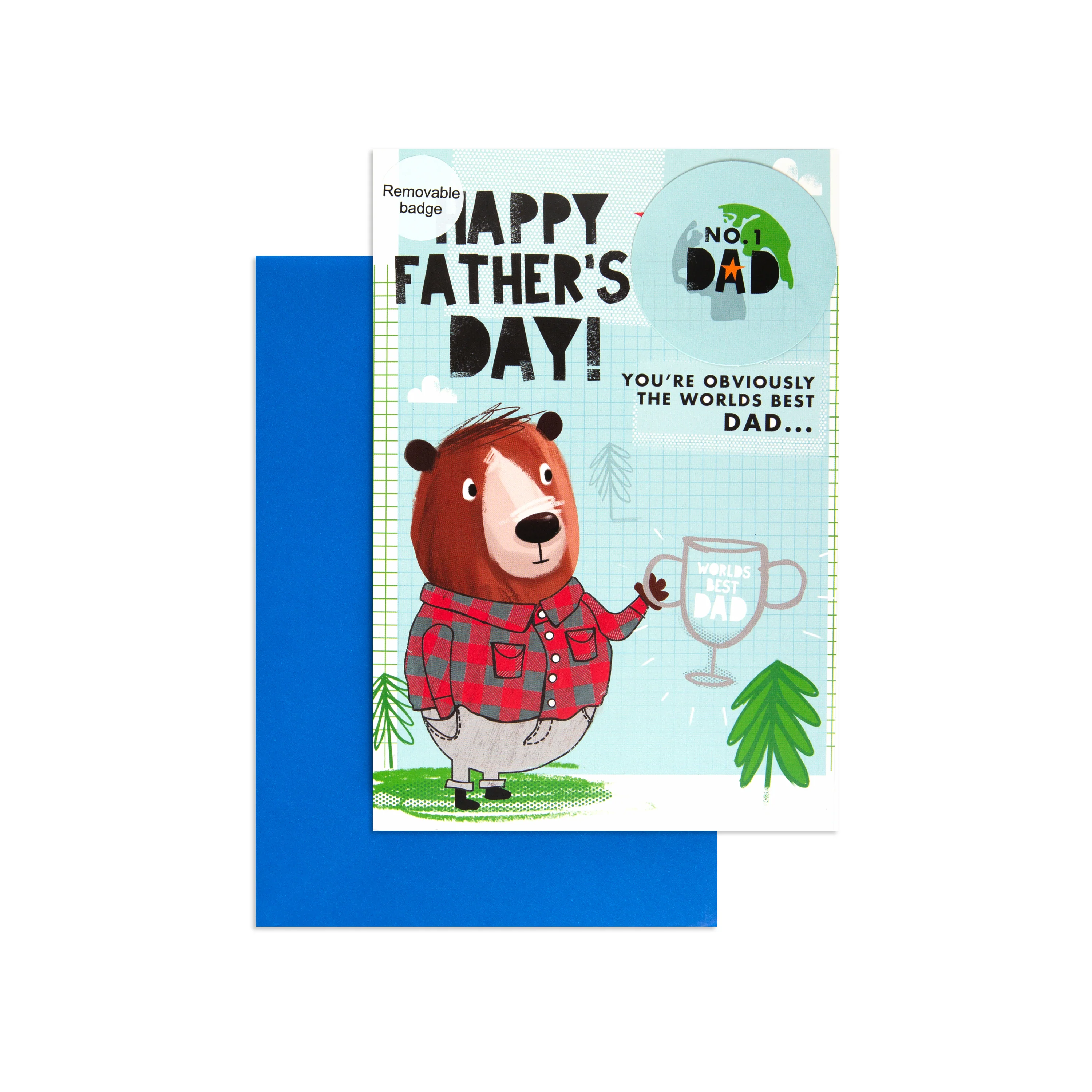Hallmark Father's Day Card - "Obviously The Worlds Best Dad" with Detachable Badge - Image 3