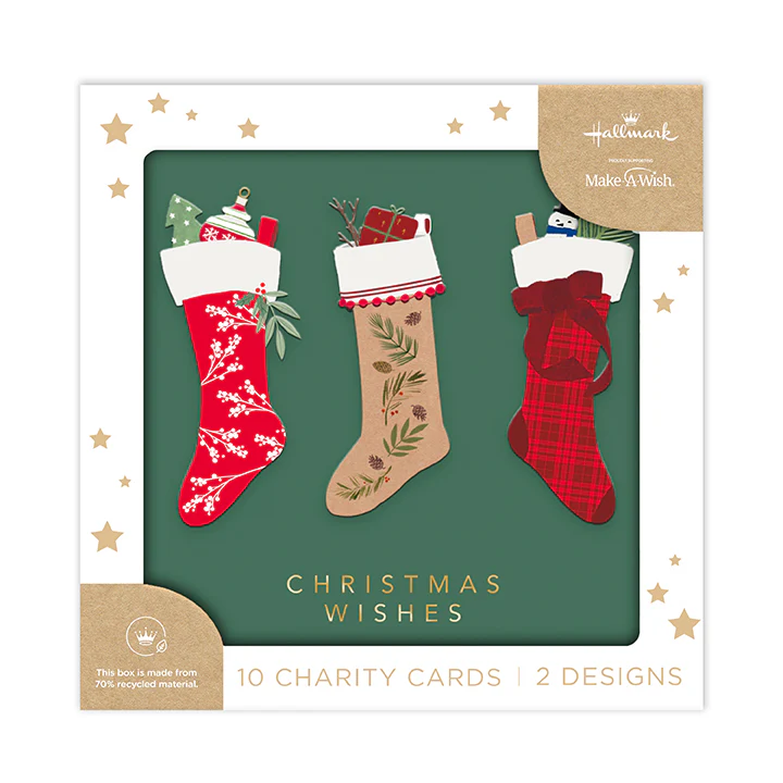 Hallmark Boxed Christmas Cards 10 Pack - Stockings & Baubles - Image 2