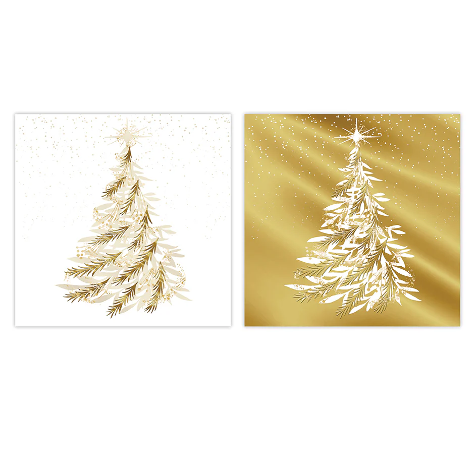 Hallmark Boxed Christmas Cards 10 Pack - Gold Trees - Image 3
