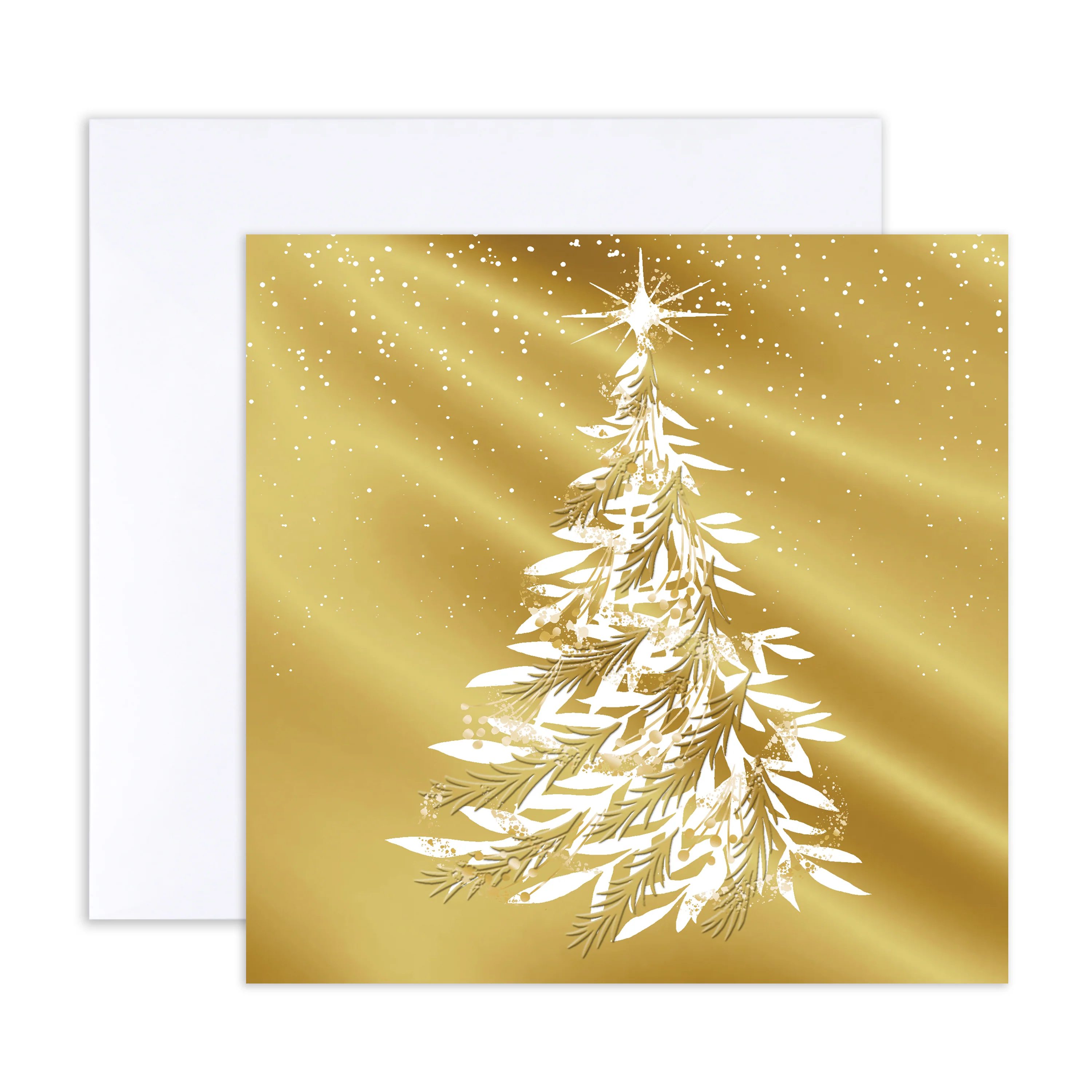 Hallmark Boxed Christmas Cards 10 Pack - Gold Trees - Image 5