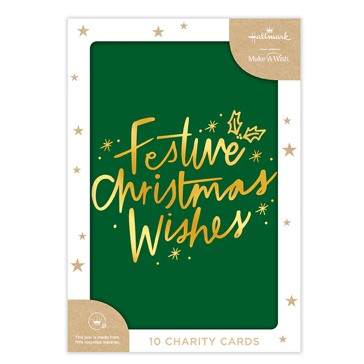 Hallmark Boxed Christmas Cards 10 Pack - Festive Christmas Wishes